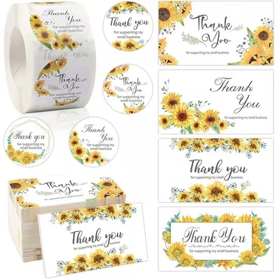 1.2 1.5 Inch Label Stiker Mewah Mencetak Terima Kasih Stiker Bisnis Hati 500 Potongan