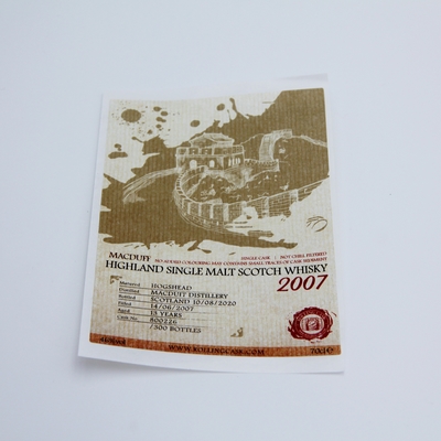 Stiker Label Anggur Lilin Emas Perak Stamping Spot Pencetakan Stiker Timbul UV