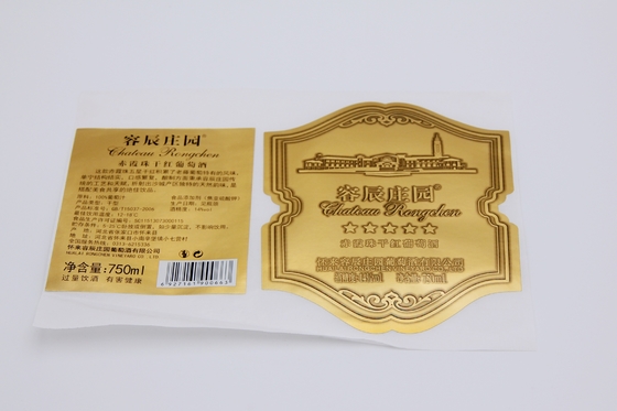 Stiker Label Anggur Lilin Emas Perak Stamping Spot Pencetakan Stiker Timbul UV
