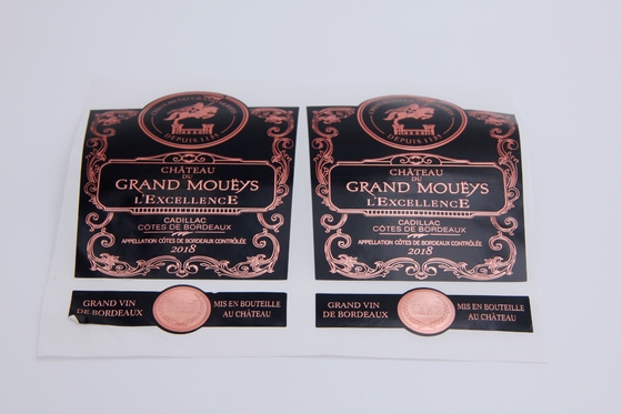 Stiker Label Anggur Lilin Emas Perak Stamping Spot Pencetakan Stiker Timbul UV