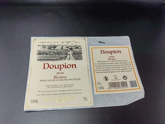 Rose Red Embossed Gold Foil Stiker Seal Metal Tahan Air Perekat Pencetakan Label Pribadi