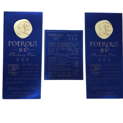 Botol Anggur Label Stiker Cetak Kertas Roll Makanan Perekat Segel Emas Embossing Foil Label