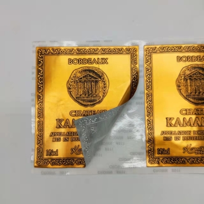 Foil Emas Dicap Stiker Dicetak Label Logo Persegi Panjang Roll Makanan Botol Anggur Label Pernikahan