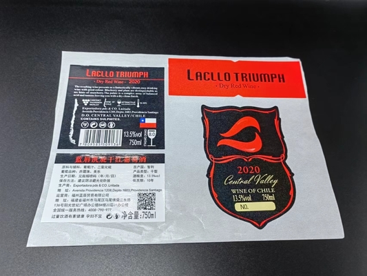 Botol Anggur Label Stiker Cetak Kertas Roll Makanan Perekat Segel Emas Embossing Foil Label