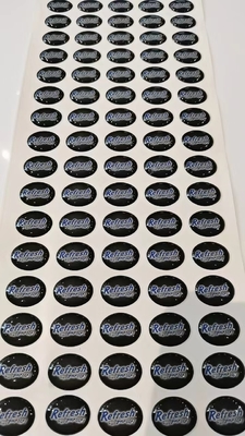 Label Epoxy Domed Stiker Mencetak Logo Kristal Kustom 3D Tahan Air