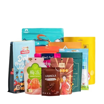 Stand Up Holographic Resealable Pouch Holographic Ziplock Bags Aluminium Foil 3 Side Seal